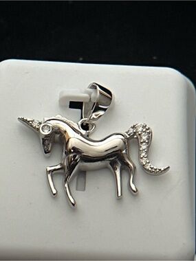 925 Sterling Silver Moissanite Unicorn Pendant | 1.00 CTW Fantasy Charm